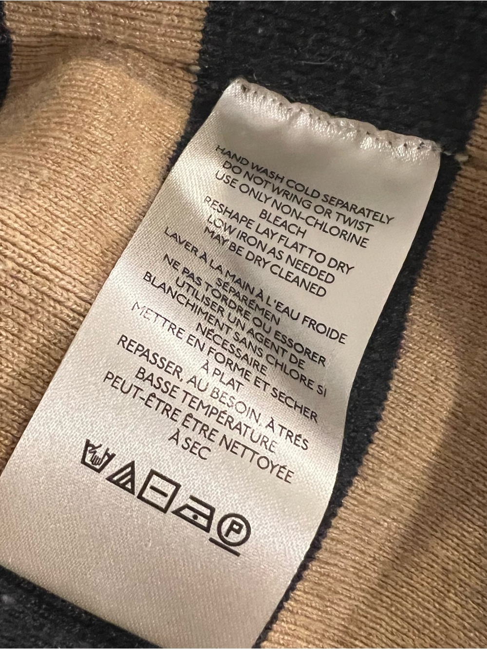 Free People 1/4 zip Black and Tan Coastal stripe pullover sweater size X small - Picture 12 of 13
